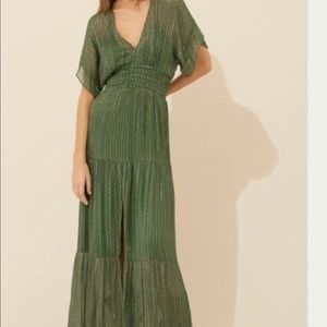 Ba&sh Paris green metallic Wanda dress